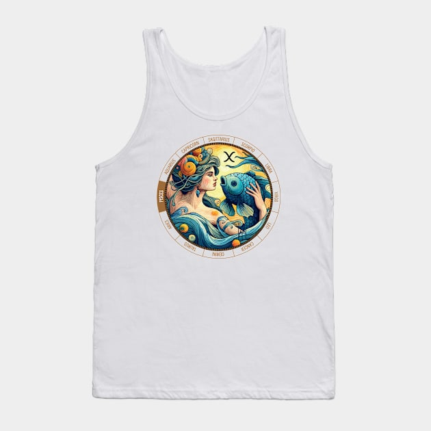 ZODIAC Pisces - Astrological PISCES - PISCES - ZODIAC sign - Van Gogh style - 7 Tank Top by ArtProjectShop